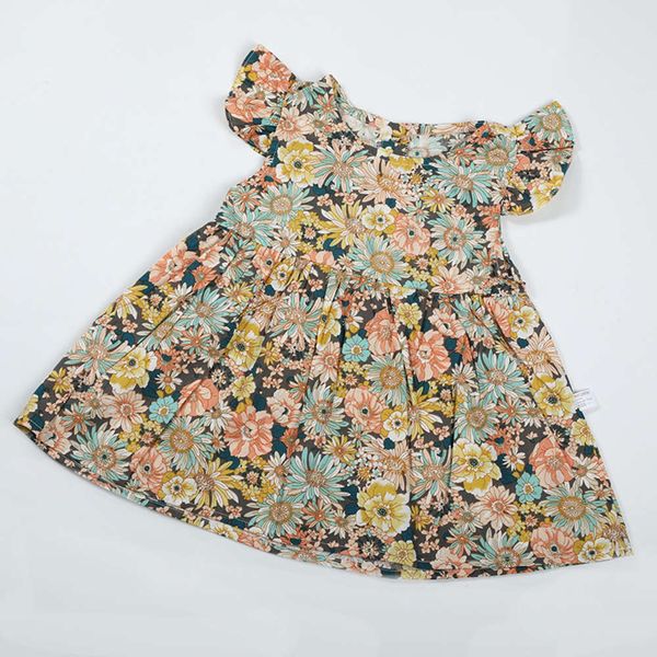 

new baby's summer flying sleeve skirt shorts headband three piece small floral split suit, White