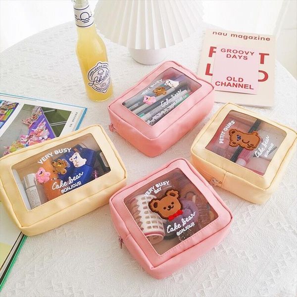 

milkjoy mesh bear cosmetic cases bags cute girls kawaii makeup pouch fashion womens travel wash organizer handbags