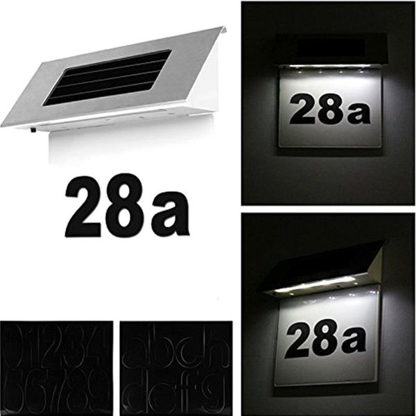 

solar lamps 4led house doorplate number billboard light security apartment outdoor stainless steel powerful durable waterproof