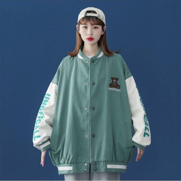 

women's jackets nice spring streetwear baseball jacket harajuku bf coat women single breasted spliced autumn bomber clothing, Black;brown