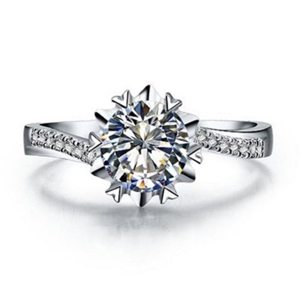 

cluster rings fine jewelry snowflake ring 0.5ct marriage diamond for women platinum 950, Golden;silver