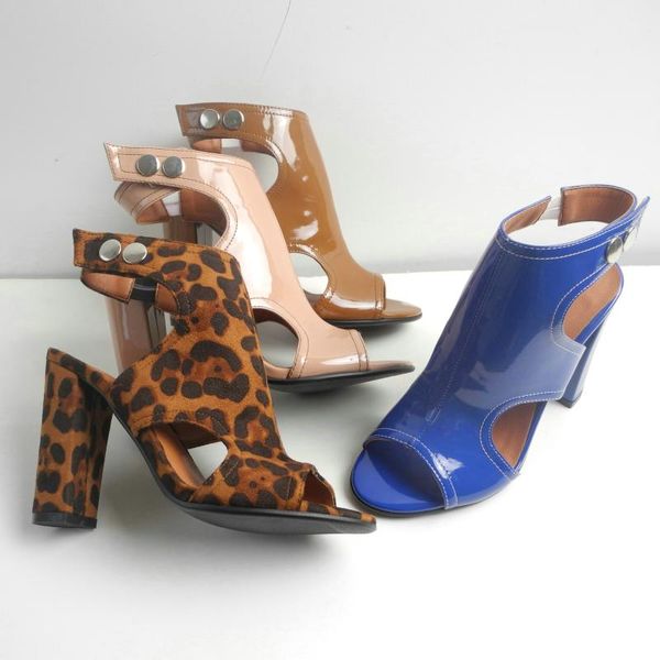 

dress shoes patent leather high heels sandals for women open toe block heel blue leopard nude coffee heeled plus size, Black