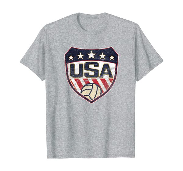 

vintage volleyball t-shirt usa shield logo distressed, White;black