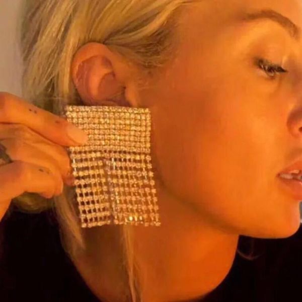 

dangle & chandelier classic shiny rhinestone tassel earrings for women jewelry fashion evening dress statement accessories, Silver