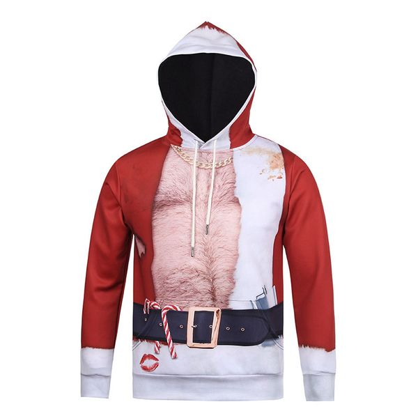 

christmas christmas bear pattern printing pattern men s 3d printing hoodie visual impact party punk gothic round neck sweatshirt hoodie, Black