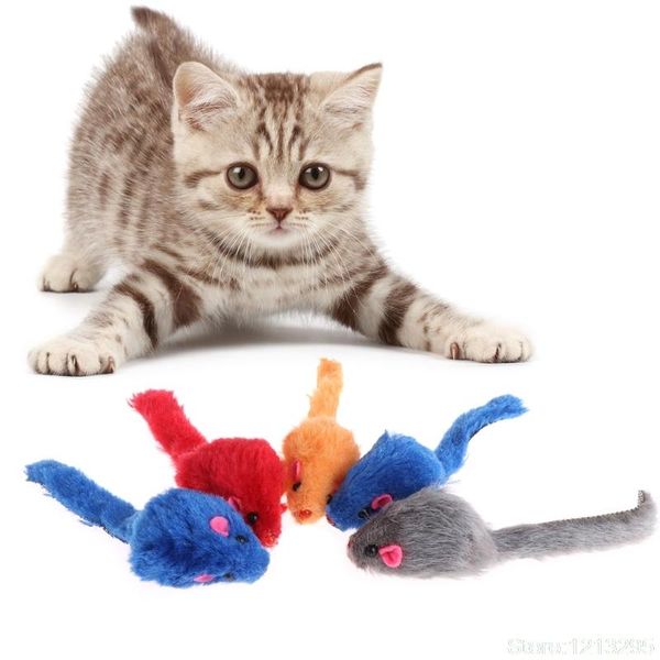 

cat toys 5 pcs false mouse plush soft colorful kitten pets funny squeaky playing random delivery w210