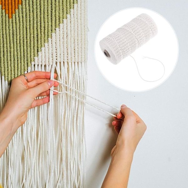 

yarn 1 roll diy tapestry cotton rope hand woven cord macrame, Black;white