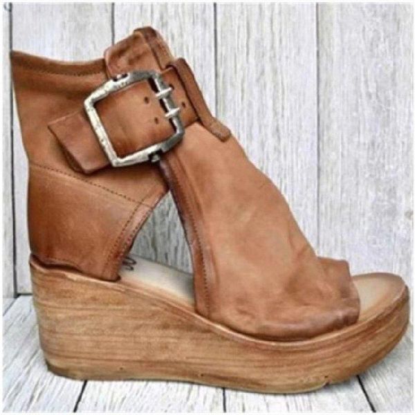 

dress shoes 2021 summer high slope heel boots thick sole fish mouth sandals, Black