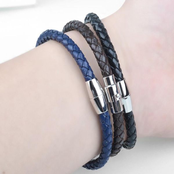 

men's magnetic buckle bracelet leather rope bracelet genuine leather woven hand strap men's jllquv