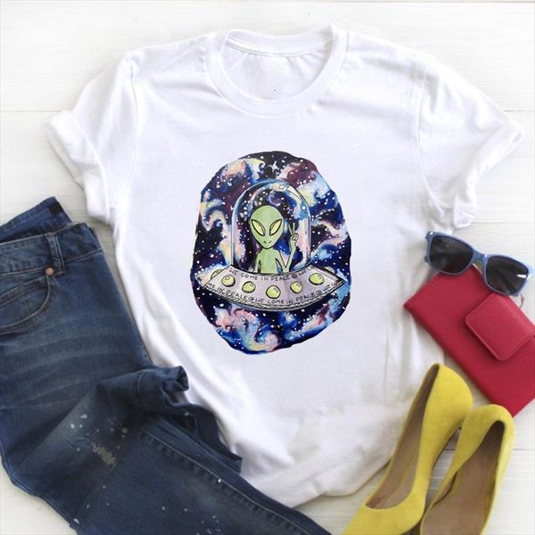

men cartoon ufo fashion clothing mens t shirts print trend ladies summer tee female clothes graphic, White;black