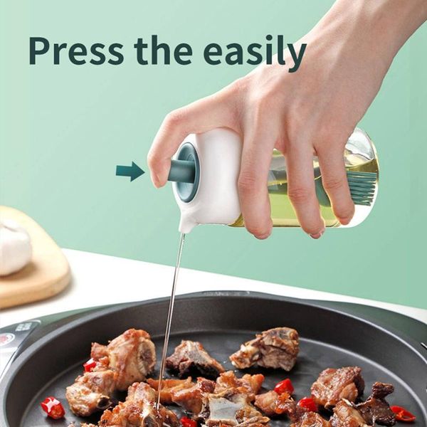 

storage bottles & jars glass oil bottle with silicone brush grill liquid vinegar sauce container dispenser kitchen baking cooking bbq tool