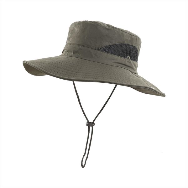 

Mesh Breathable Solid Color Sunscreen Fisherman Hat Summer Men Big Brim Outdoor Sun Protection Bucket Caps, Blue;gray