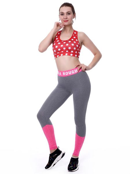 

yoga outfits rough set sport wear women gym workout fitness clothing female suit high waist legging sports bra tracksuit, White;red