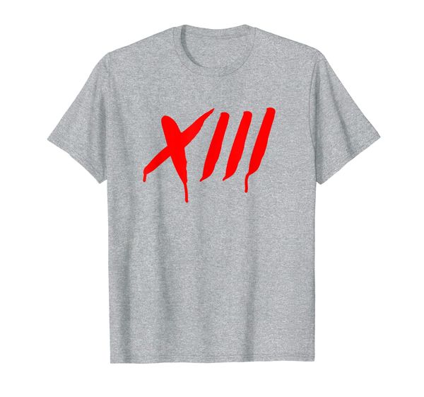 

bleeding roman numeral thirteen - scary slasher mens womens t-shirt, White;black
