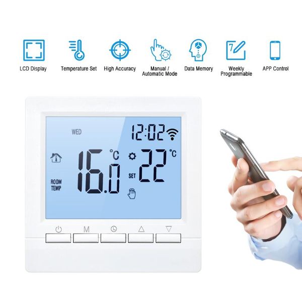 

smart home control wi-fi thermostat digital temperature controller office app programmable electric floor heating