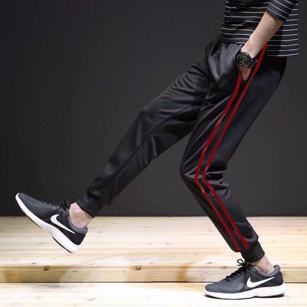 

men's pants 2021 men casual sweatpants fitness side stripe sportswear joggers male gyms trousers pantalones hombre size m-5xl, Black