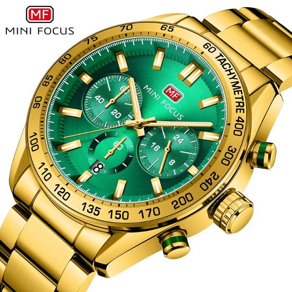 

wristwatches minifoucs mf0403g watch men male sport chronograph quartz watches waterproof stainless steel mens relojes hombre, Slivery;brown