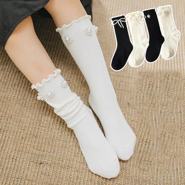

socks euerdodo spring autumn children's cotton school style for girls princess knee girl casual wear, Pink;yellow