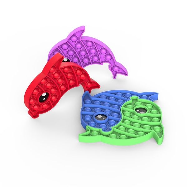 

pop it fidget toy dolphin color puzzles sensory push pop bubble toys decompression toys stress reliever children autism special needs g3504