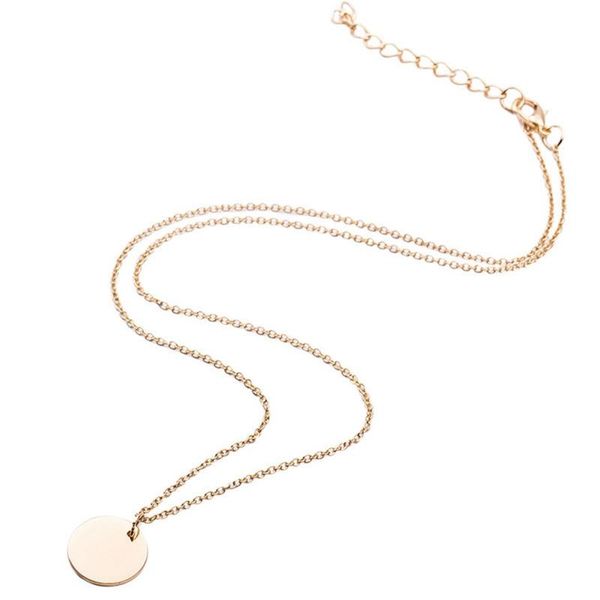 

pendant necklaces women's simple small round piece thin chain fashion ladies temperament clavicle, Silver