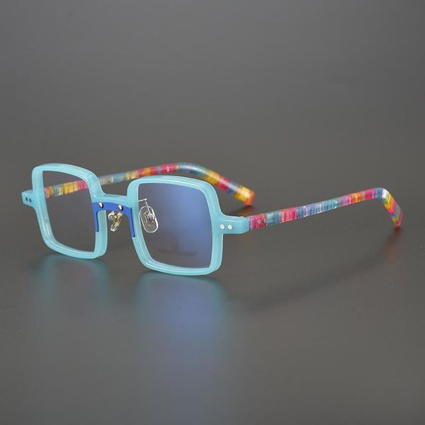 

fashion sunglasses frames japanese handmade acetate anti blue glasses for men women ultralight square optic prescription myopia, Black