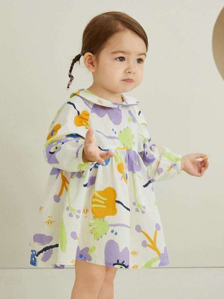 

toddler girls floral print peter pan collar dress she, Red;yellow