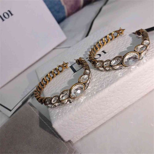 

special offer 2021 luxury designer jewelry / new letter wheat earrings fashion make old female super flash horse eye full drill, Golden;silver
