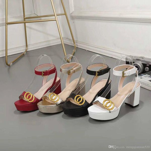 

party sandals designer women fashion 100% leather dance shoe new heels super 8cm lady wedding metal belt buckle high heel woman shoes large, Black