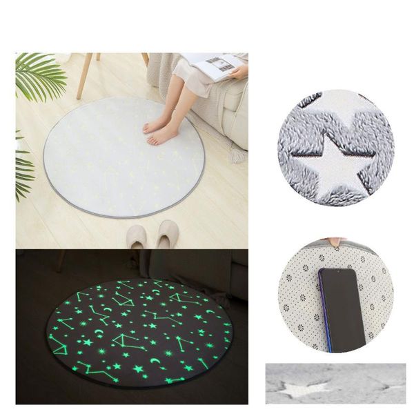 

carpets plush round carpet for living room fluffy rugs luminous bed anti-slip floor gray soft kids mat rug