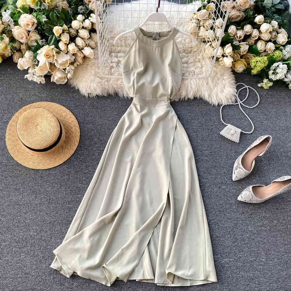 

casual dresses fitayinferior to long female dress, stylish knitted or crocheted, summer various colours, sleeveless, line by line, high wais, Black;gray