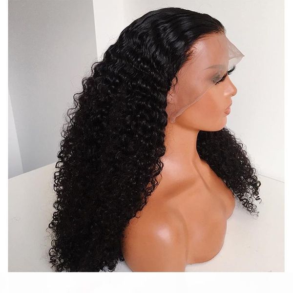 

lace front human hair wig 250 density deep curly lace front wig preplucked lace natural hairline deep part wig remy hair, Black