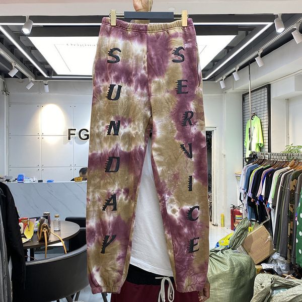 

2021 new fw tie dye kanye west pants sunday service sweatpants high-quality heavy fabric streetwear trousers h951, Black