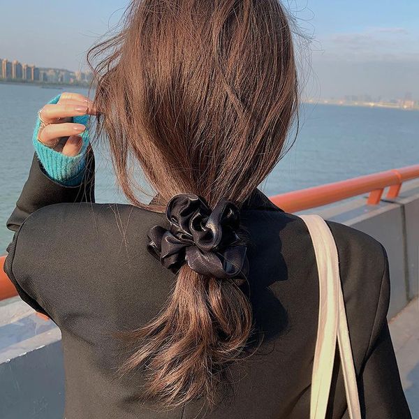 

hair accessories spinning large intestine ring senior feeling temperament versatile rope tied spring and summer travel headdress, Slivery;white