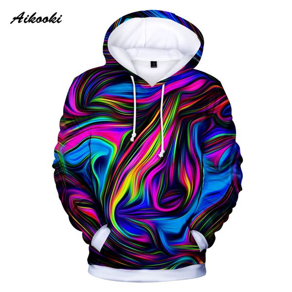 

men/women colorful tie dye hoodies sweatshirt casual magic swirl pattern 3d sweat crewneck hoondie autumn winter polluvers t191230, Black