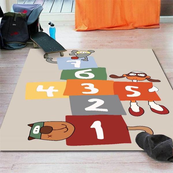 

carpets cartoon colorful number puzzel carpet kids room cute play mat machine rug bedside bedroom non-slip children for washable