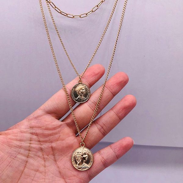 

chokers long gold color queen necklace for women, Golden;silver