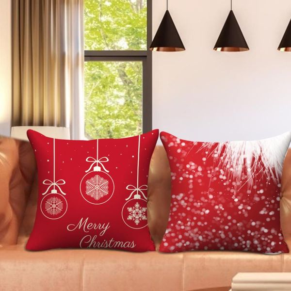 

cushion/decorative pillow nanacoba red merry christmas cushion cover xmas elements printed case for home sofa car decore short plush pillows