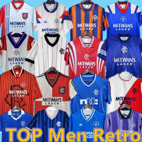 

rangers fc retro soccer jerseys 87 90 92 93 94 95 96 97 99 01 08 glasgow gascoigne laudrup mccoist ferguson football uniforms home away vint, Black;yellow