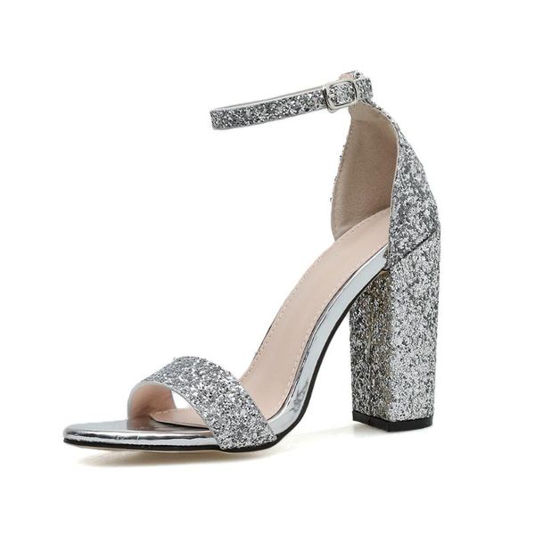 

sandal female velvet shoes beige heeled sandals bling bling block heels large size buckle strap espadrilles platform 2021, Black