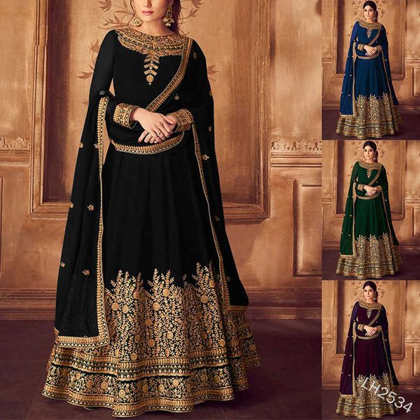 

2021 women's national style lace dress, Gray;blue