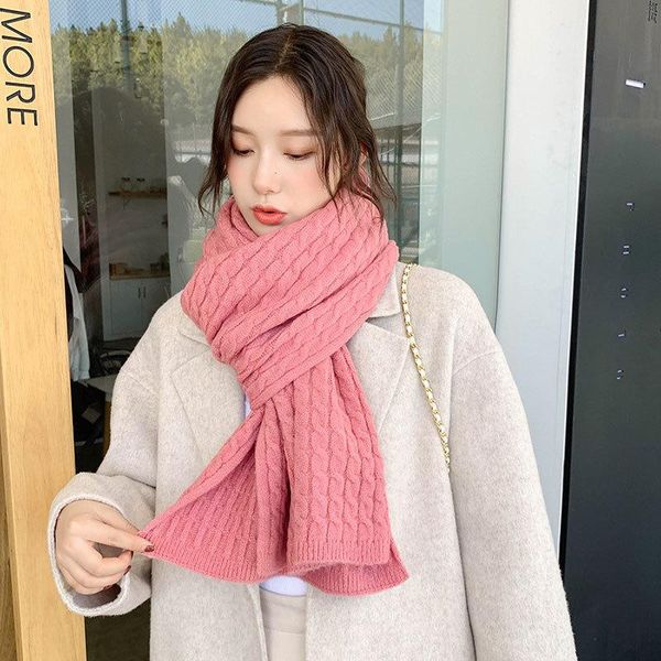 

scarves kitted long winter for women scarf blanket cashmere soft shawl hand knitting solid color thicken warm girls, Blue;gray