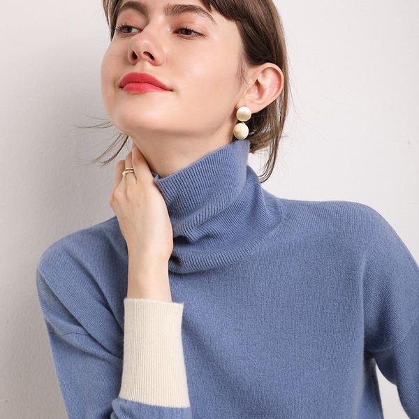 

women's sweaters bareskiy ladies pullover turtleneck knitted sweater black and white cashmere slim korean stretch, White;black