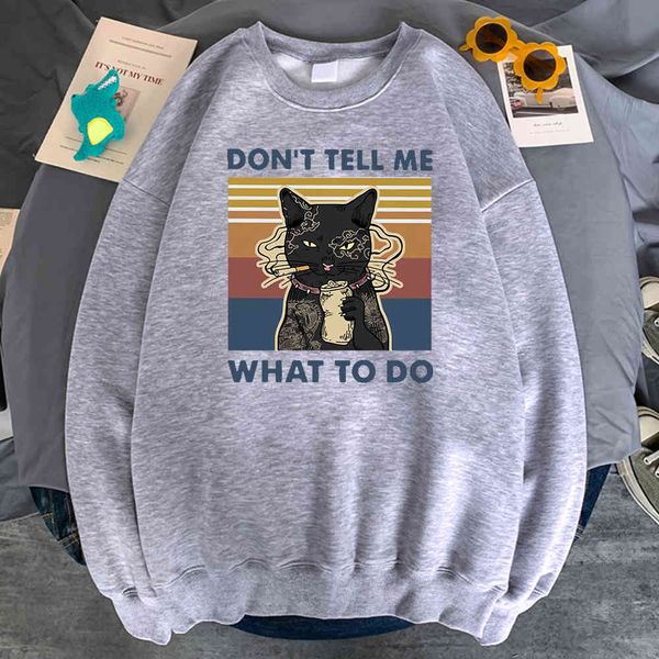 

men's cat print hoodie, long sved autumn drs, retro style, Black