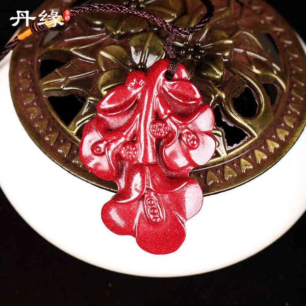 

souvenirs guizhou danyuan cinnabar national style necklace purple gold sand flowers bloom rich pendant women's