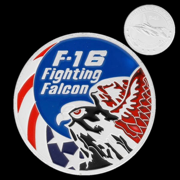 

10pcs non magnetic crafts usa military f-16 fighting falcon silver plated us eagle challenge commemorative coin