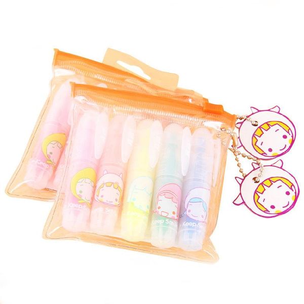 

highlighters 5 pcs/lot (1 bag) mini cute kawaii highlighter cartoon markers pens for painting school supplies 1412, Black;red