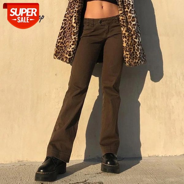 

weekeep brown vintage slim straight denim pants womens fashion streetwear low waisted long trousers elegant cargo pants harajuku #4x5w, Black;white