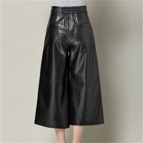 

2021 new female fashion genuine royal sheep leather pants o1 vpf5, Black;white