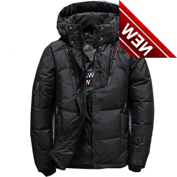 

add new brand clothing jackets thick keep warm men white duck down hooded winter coat male, Black