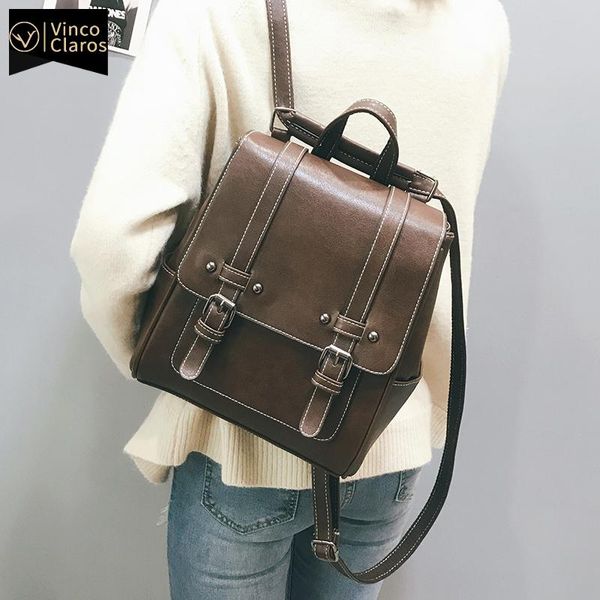 

backpack style vintage leather anti theft women travel fashion designer back pack mochila para mujer small bags trend